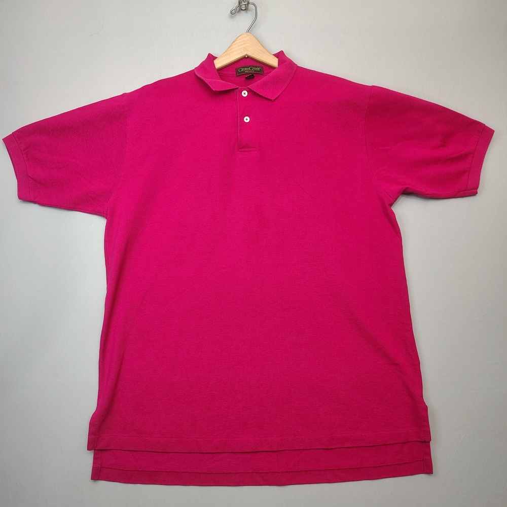 Cross Creek Polo Shirt Mens XL Pink Short Sleeve‎ Solid Pique Cotton